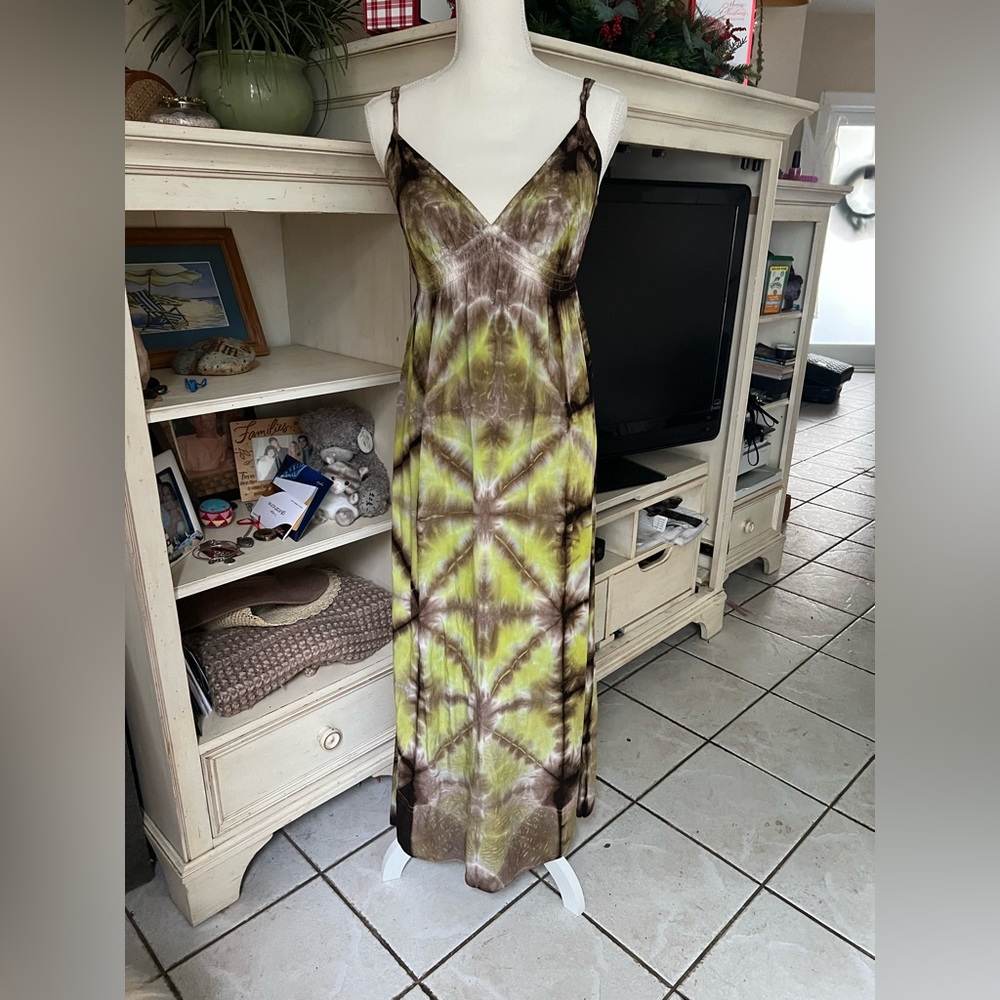 Lucky Brand Tie Dye Boho Hippie Maxi Dress xs